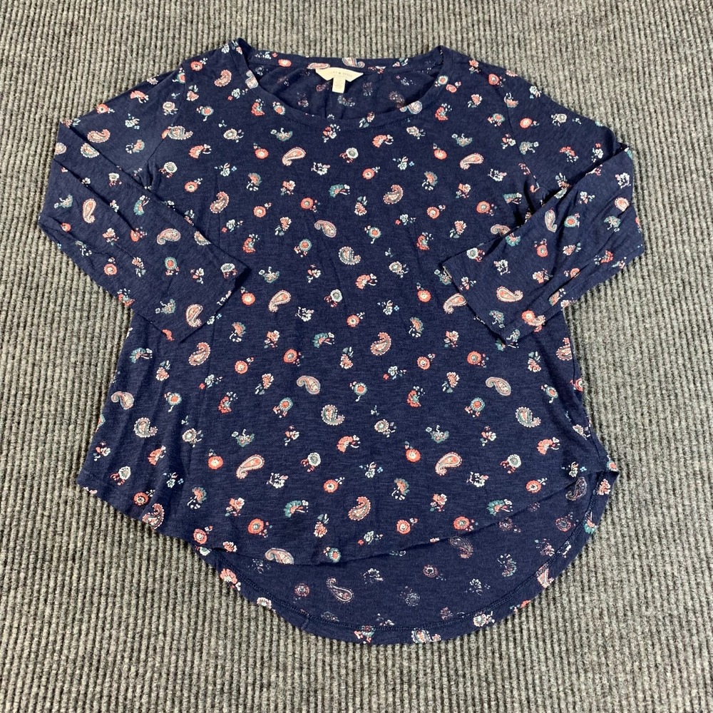 Lucky Brand Shirt‎ Womens Small S Blue All Over Print Long Sleeve Lightweight